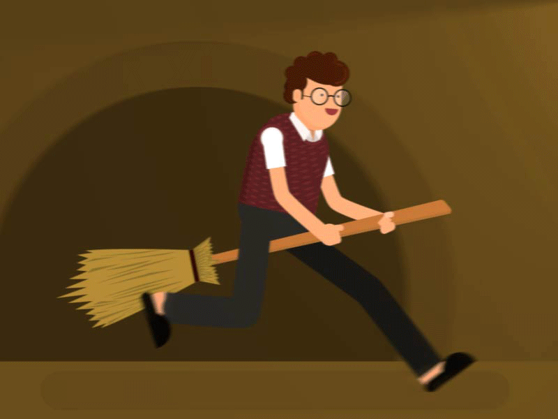 broom_walk after effect animation gif illustration loop run cycle