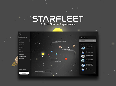 Starfleet app design design fleet logo rocket rocketship ship solar system stars ui ux vector