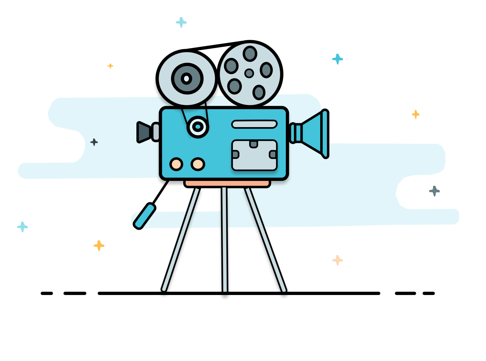 Movie Illustration - First dribble cum figma illustration camera design figma flat illustration illustration art movie ui ux