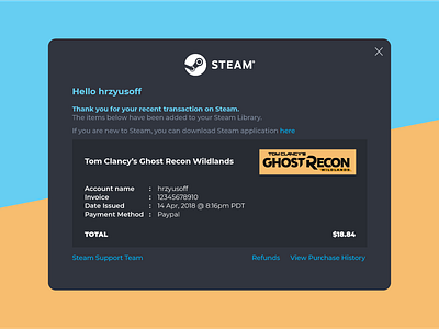 Steam Email Receipt