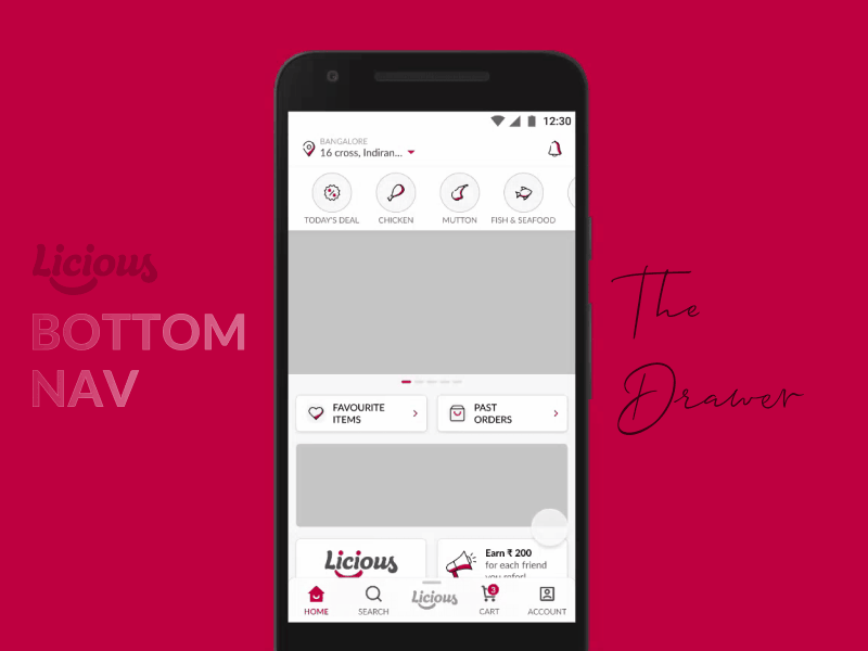 Bottom Nav 'the drawer' animation interaction design motion graphics ui ux