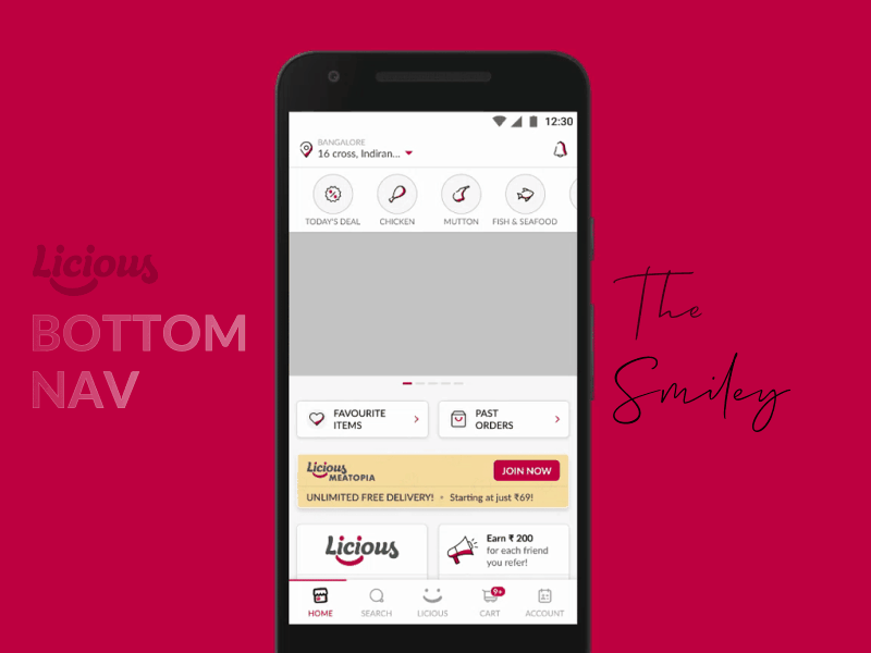 Bottom Nav 'The Smiley' animation branding interaction design motion graphics ui ux