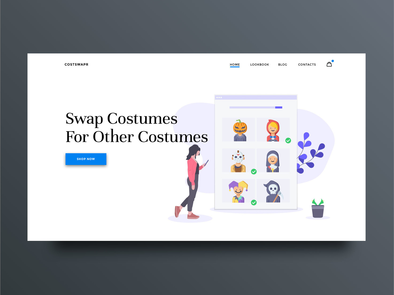 Costume Landing Page by 5 ideas a day on Dribbble