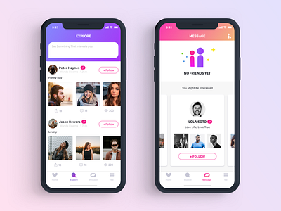 Explore and Message app date design display ios social ui ux