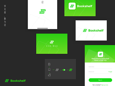 Branding Of Bookshelf app book app branding design flat ios logo reading reading app ui ux