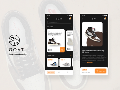 GOAT Sneaker app app clean ui design minimal mobile interface shoe sneakers ux