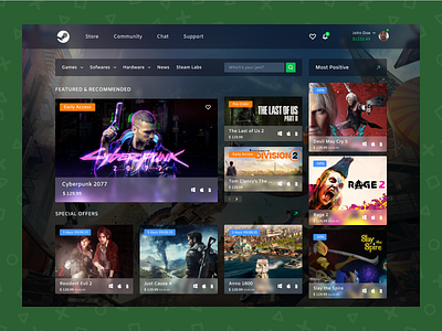 Steam Clean Redesign. clean ui design game shop steam typography ui uidesign