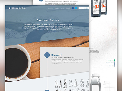 DesignWorx Packaging Process Microsite blue gray microsite packaging page parallax site web website
