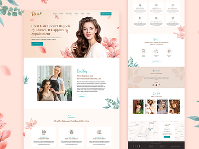 Beauty Salon Website Design beauty beauty product beauty salon flower hair hairstyle herbal landing landing page leaf makeup salon skincare spa uiux web uiux webdesign website