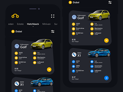 Rent a car (Dark theme)