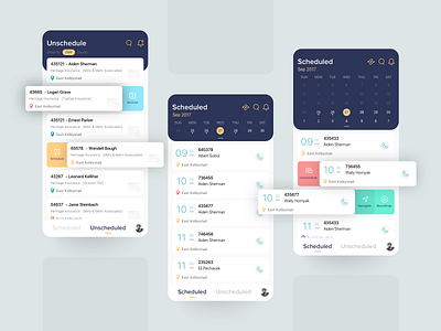 Scheduler app ui archive calender card design date and time flatui illustrations inspection interaction design mobile app navigator records scheduler simple design ui ui design user interface ux ux design web app