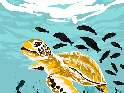 Sea turtle..! art art lovers art of the day artist daily updates daily warmup digital digital illustration digitalart drawing dribbble graphics illustration my art gallery original art work procreateapp ui underwater