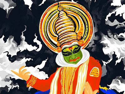 Kathakali...! art artwork design digital illustration digital painting digitalart drawing graphics illustration illustration artist illustrations india classical dance kathakali kerala mural painting painting procreateapp ui wall art