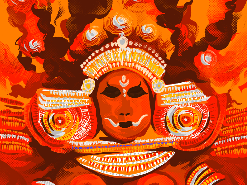 Arte House Paper Theyyam Painting Art Print Poster 13x19  Multicolor   Amazonin Home  Kitchen