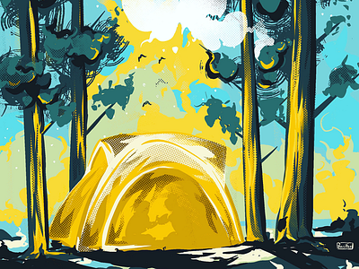 Forest camp 🏕 camping canvas painting design digital artists digital drawing digital illustrations drawing forests graphics graphics design illustrated canvas painting procreate app tent ui artworks whiled forest