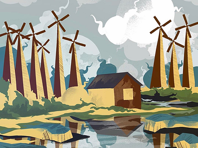 Wind farm... art daily practice daily warmup dailyui digital drawing digital illustration digitalart drawing graphic design illustration illustration art illustration artist my art gallery paint paintings procreatart ui artwork wind farms wind mills