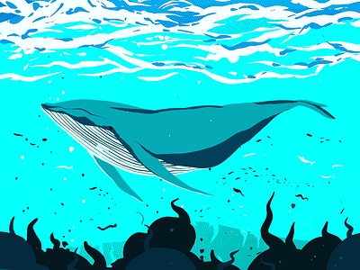 Lazy Whale 🐳 animal art animal illustration artist blue sea blue whale design digital illustration digital painting digitalart digitalartwork drawings graphics illustration illustration art illustrations lazy whale marine life ui under water whale