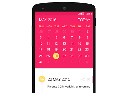 Event Reminder App! Material Design !! app clean design event flat interface material mobile reminder simple ui ux