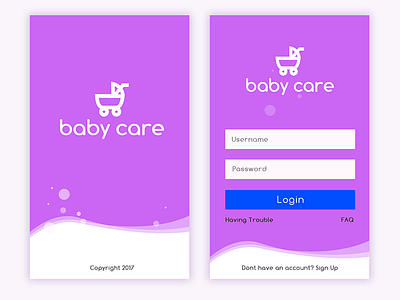 Baby Care App! android app concept gui ios login mobile splash ui ux