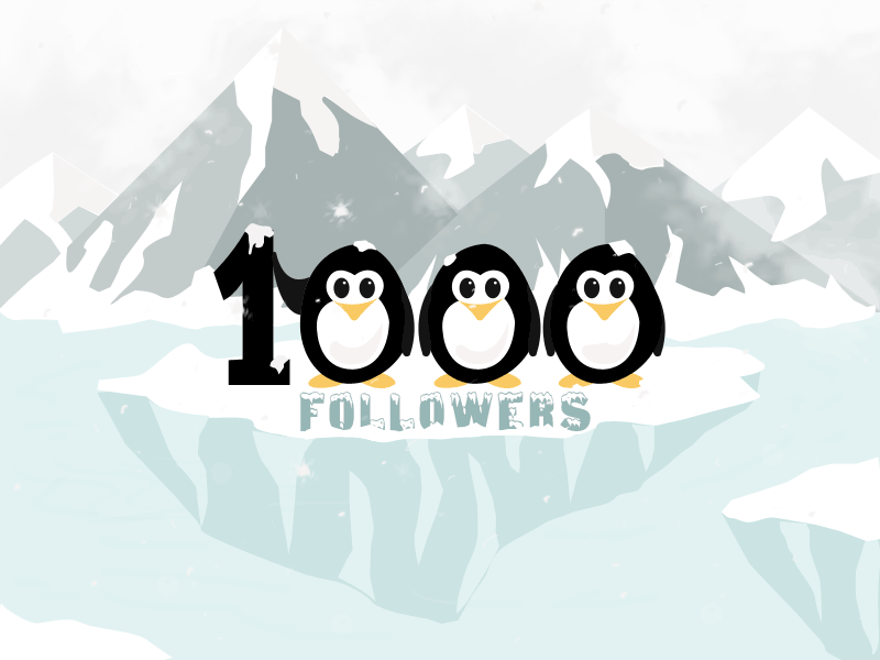 1000 followers! 1000 animation dribbble followers! gif motivation penguin shot ui ux