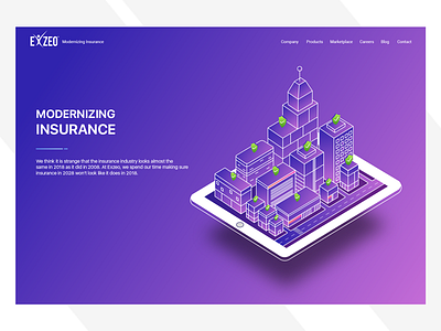 Exzeo website mockup!! concept design graphics illustrations insurance isometric modern ui ux webpage website