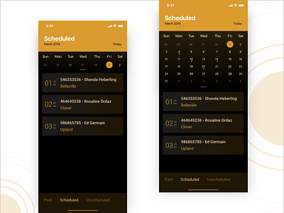 Inspection schedule list view. app app branding application calendar calendar design iso mobile month schedule simplicity theme ui userexperiance userinterface ux week