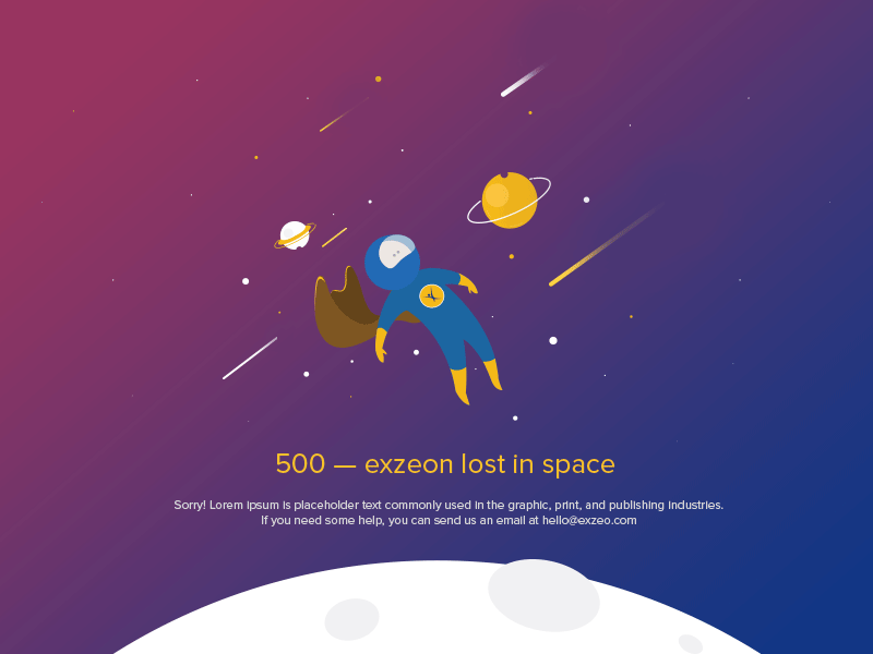 Lost In Space 500 error app application design dribbble error 500 errorscreen exzeo flat graphics illustration ios mobile ui ui ux ux web