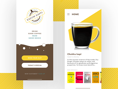 Coffee Cafe slot booking app concept.