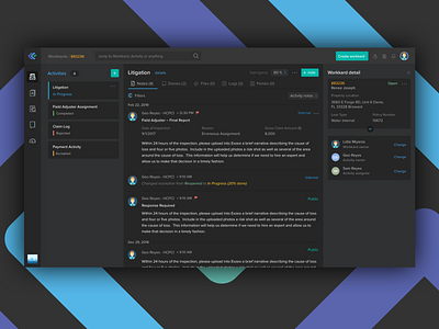 Exzeo ClaimColony [cc] Dark Theme UI