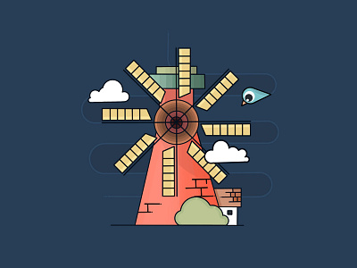 Windmill...! android app application branding design flat graphics graphicsdesign icon illustration illustration art ios logo mobile ui ux vector web webui weebilldesign