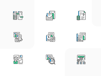 Icon Set...! accounting app design branding claims feature finance icon set icons illustrations inbox inspection insurance app letters maps product product features product icons rule engine ui ux