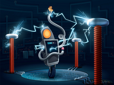 Robot Bath Time bath coil electricity illustration illustrator robot rubber duck tesla