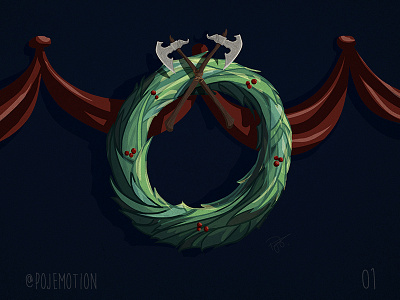 #IllustratedAdvent 01: Deck the Halls axe deck the halls illustrated advent illustration photoshop wreath