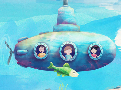 Ryan House Submarine after effects animation fish illustration lake photoshop ryan house submarine