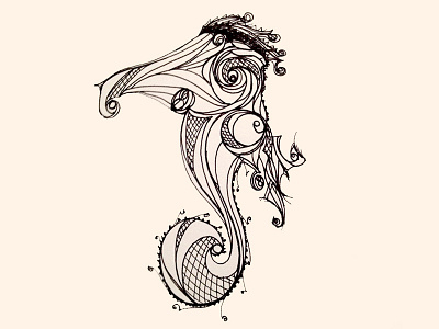 Sort of a Seahorse ink pen seahorse sketch