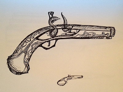 flintlock pistol sketch