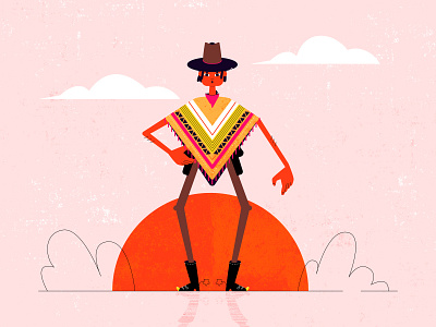 el bullito 2d art animation character character design cowboy cowboy boots cowboy hat design explainer flat illustration poncho red villain western wild west