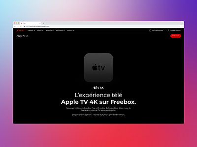 Apple TV 4k X Freebox apple tv freebox landing page ui ux web design