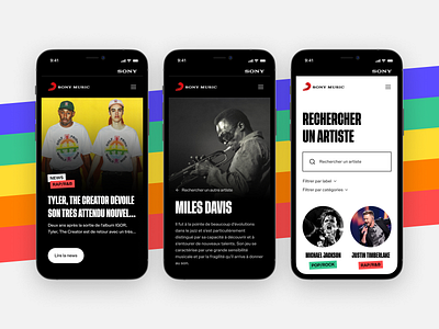 Sony Music France - Website colors design desktop mobile music sony typography ui ux website