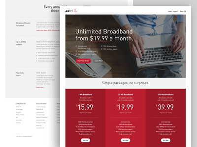 AXTEL : Landing page broadband clean design ecommerce internet landing page mario maruffi simple ui understandable ux web design