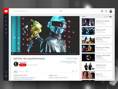YouTube Redesign app dark google interface mario maruffi player red redesign ui videos web youtube