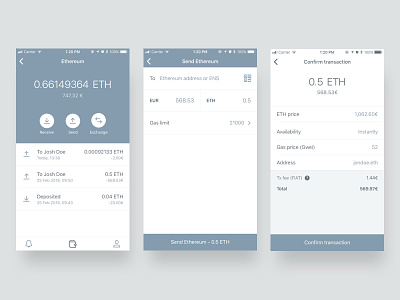 Cryptocurrency wallet mobile app (early wireframes) android app bitcoin blockchain crypto cryptocurrency ios mobile token ui usability ux wallet wireframe