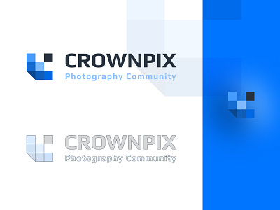CROWNPIX LOGO - Photography blue crown logo figma grey light blue logo logo design photography pixel art