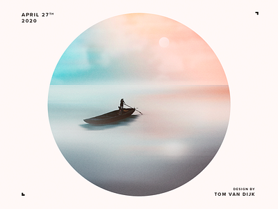 Floating boat gradient illustration ocean photoshop sky sunset