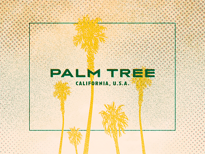 Palm tree california green illustration orange plams retro summer texture vibe yellow