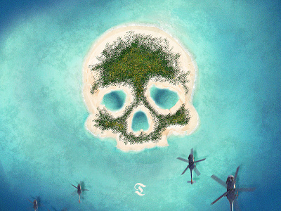 Skull Island godzilla helicopter island king kong monkey ocean skull water