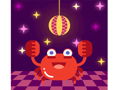 Disco animation ball crab dance design disco gif graphics graphicsdesign motiondesign star