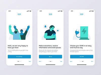 Onboarding app design electric flat illustration mobile ui ux vector