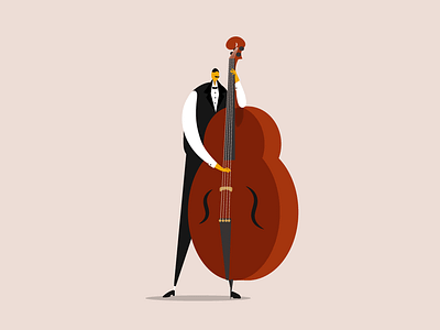 The Bassist app art character clean design flat illustration illustrator ios minimal mobile ui vector web website