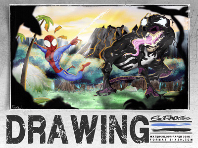 Un'Goro Spidey art artist draw drawing fanart hearthstone illustration marvel procreate sketch spiderman venom